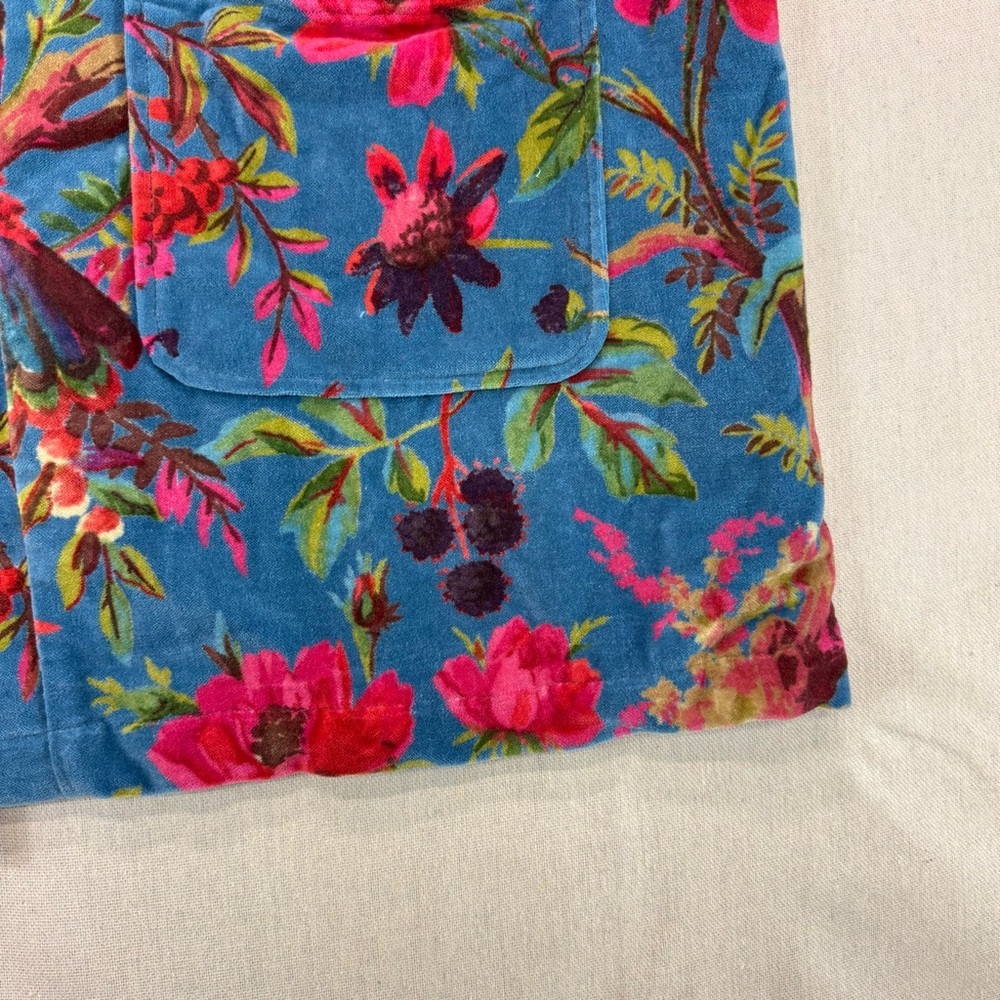 Vikolino Velvet Luxury Jacket Coat Blue Bird Printed Long Jacket Bohemian Coat - Picture 5 of 16